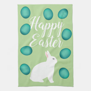 Happy Easter Bunny & Eggs Theedoek