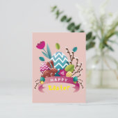 Happy Easter bunny, eierontwerp Briefkaart (Staand voorkant)