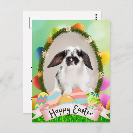 Happy Easter bunny, eierontwerp Briefkaart (Voorkant / Achterkant)