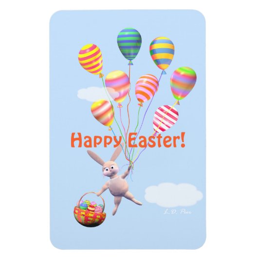Happy Easter Bunny en Balloons Magneet (Verticaal)