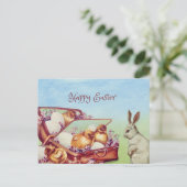 Happy Easter  Bunny en Chicken Feestdagenkaart (Staand voorkant)