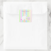 Happy Easter Bunny en Eggs Vierkante Sticker (Tas)
