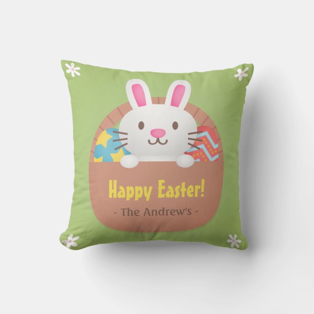 Happy Easter Bunny en Eieren Kamer Decor Kussen (Voorkant)
