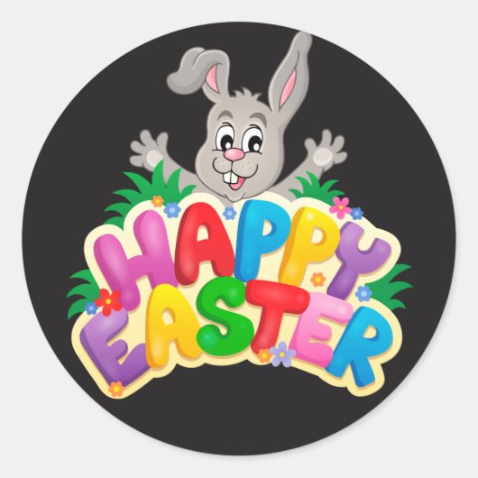 Happy Easter Bunny en text Ronde Sticker (Voorkant)
