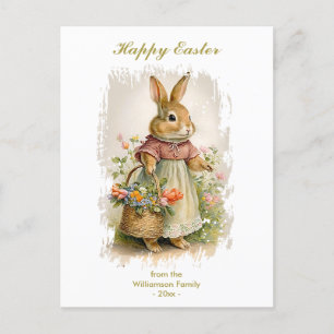 Happy Easter Bunny Florals - aangepaste tekst Feestdagenkaart