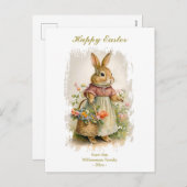 Happy Easter  Bunny Florals - aangepaste tekst Feestdagenkaart (Voorkant / Achterkant)
