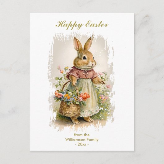Happy Easter  Bunny Florals - aangepaste tekst Feestdagenkaart (Voorkant)
