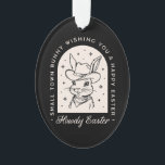 Happy Easter bunny funny dark western theme black<br><div class="desc">Happy Easter cowboy bunny cowgirl small town funny wishes dark western aesthetic country themed party decorations howdy greetings gift black ornament.</div>