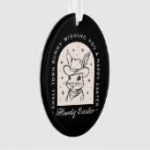 Happy Easter bunny funny dark western theme black Ornament (voorkant)