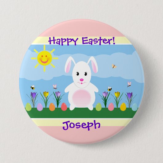 Happy Easter Bunny, gepersonaliseerd Ronde Button 7,6 Cm (Voorkant)