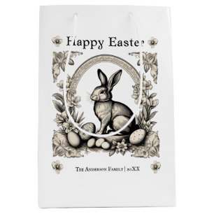 Happy Easter Bunny Gepersonaliseerde Retro Konijn  Medium Cadeauzakje