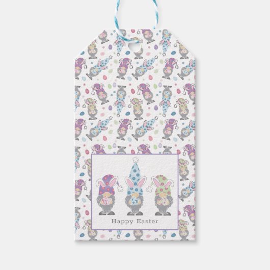 Happy Easter Bunny Gnomes Cadeaulabel (Voorkant)