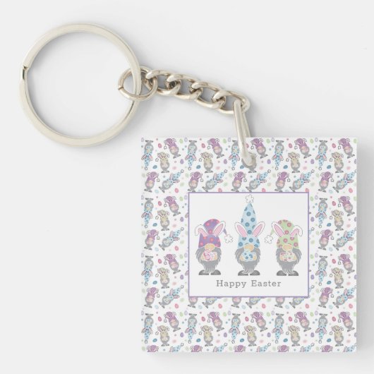 Happy Easter Bunny Gnomes Sleutelhanger (voorkant)