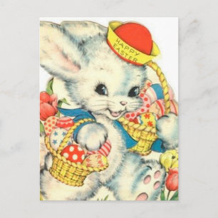 Happy Easter Bunny Holiday Nostalgisch Feestdagenkaart