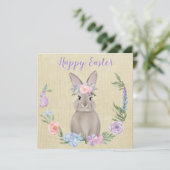Happy Easter Bunny in Watercolor Flowers (Staand voorkant)