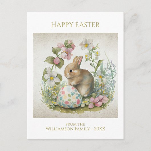 Happy Easter  Bunny met Eg Personalized Feestdagenkaart (Voorkant)