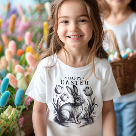 Happy Easter Bunny met Tulpen Retro Inkt