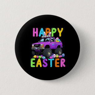 Happy Easter Bunny Monter Truck Grappige Waanzin Ronde Button 5,7 Cm