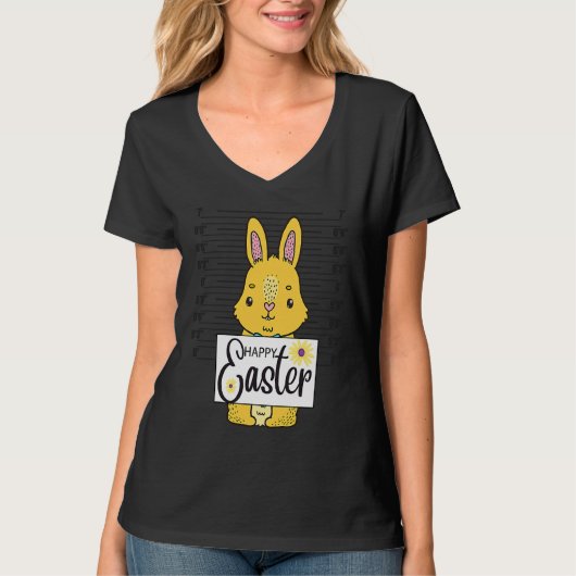 Happy Easter Bunny Mugshot Rabbit  Easter Day Cute T-shirt (Voorkant)