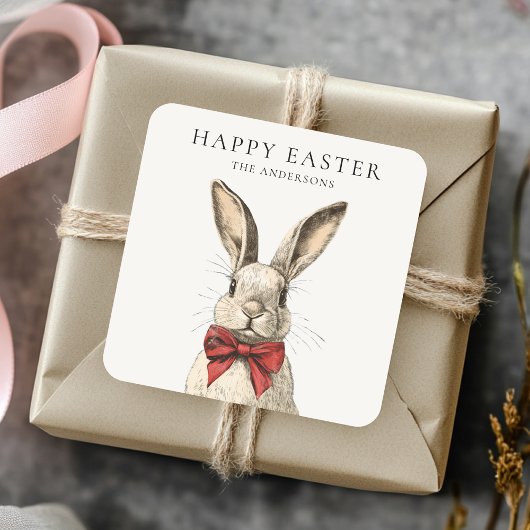  Happy Easter Bunny Nostalgic Vierkante Sticker