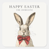  Happy Easter Bunny Nostalgic Vierkante Sticker (Voorkant)