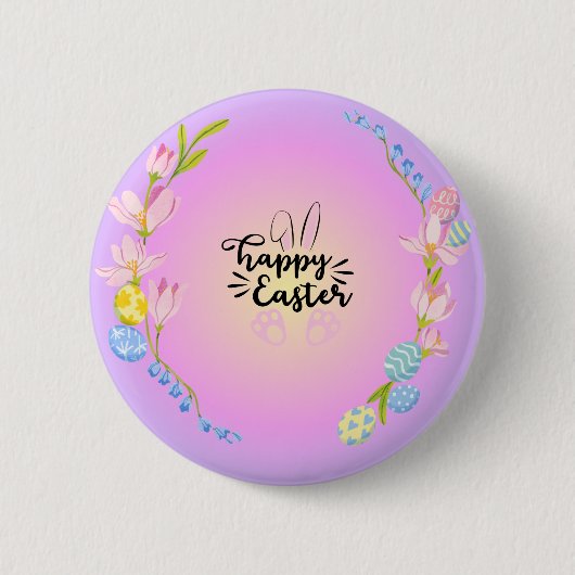 Happy Easter Bunny Outline  pastel Ronde Button 5,7 Cm (Voorkant)
