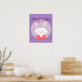 Happy Easter Bunny Paars Poster (Keuken)