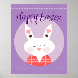 Happy Easter Bunny Paars Poster