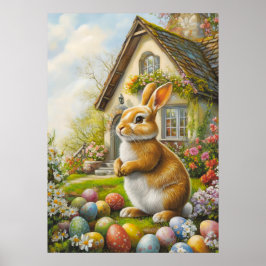 Happy Easter Bunny Painting Poster