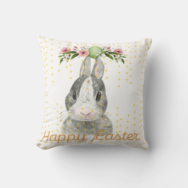 Happy Easter, Bunny Pillow Kussen (Voorkant)