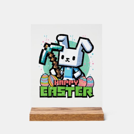 Happy Easter Bunny Pixel Game Gaming Gamer Boys Ki (Recto)