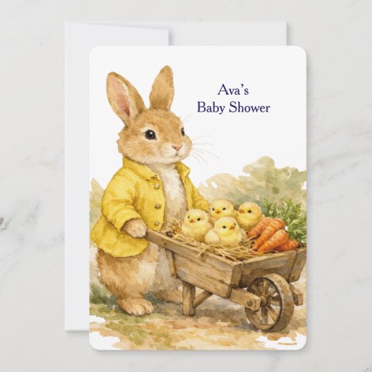 Happy Easter Bunny Rabbit Baby Shower Invitation (Devant)