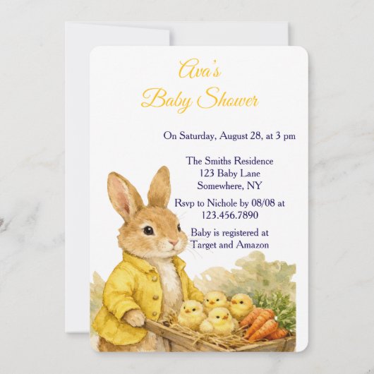 Happy Easter Bunny Rabbit Baby Shower Invitation (Dos)