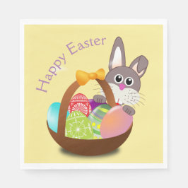Happy Easter Bunny Rabbit Basket Egg Dinner Servet