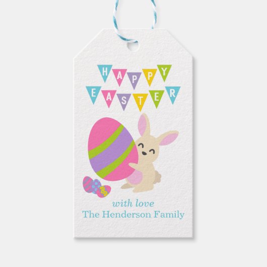 Happy Easter Bunny Rabbit Egg Cadeaulabel (Voorkant)