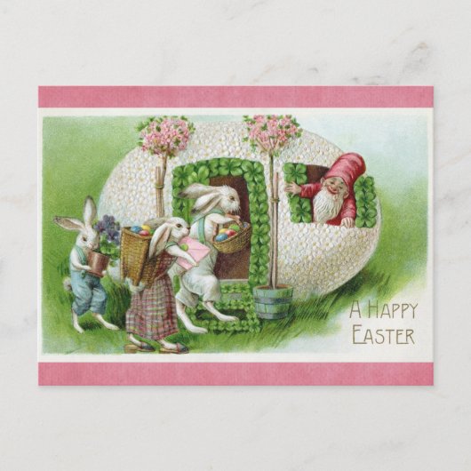 Happy Easter  Bunny Rabbit Egg Gnome Briefkaart (Voorkant)
