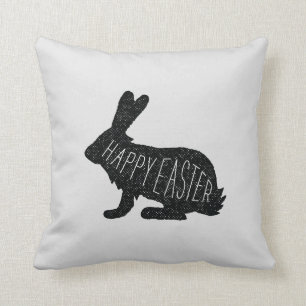 Happy Easter Bunny Rabbit Monochrome Sierkussen
