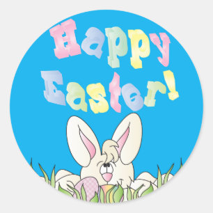 Happy Easter Bunny Rabbit Ronde Sticker