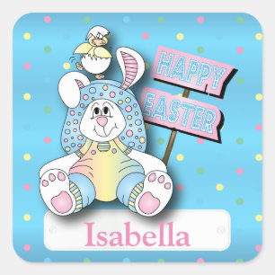 Happy Easter Bunny Rabbit Vierkante Sticker