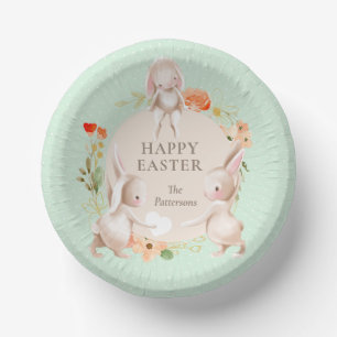 Happy Easter Bunny Rabbits Floral Papieren Kommen