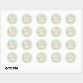 Happy Easter Bunny Rabbits Floral Ronde Sticker (Vel)
