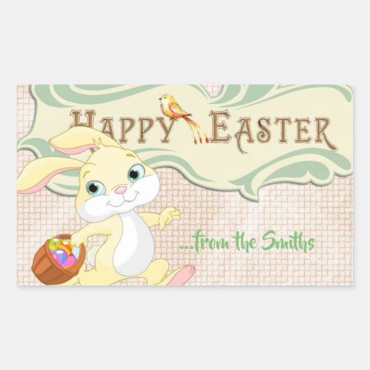Happy Easter Bunny Rechthoekige Sticker (Voorkant)