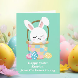 Happy Easter Bunny Schattige Pastel Green Custom Kaart