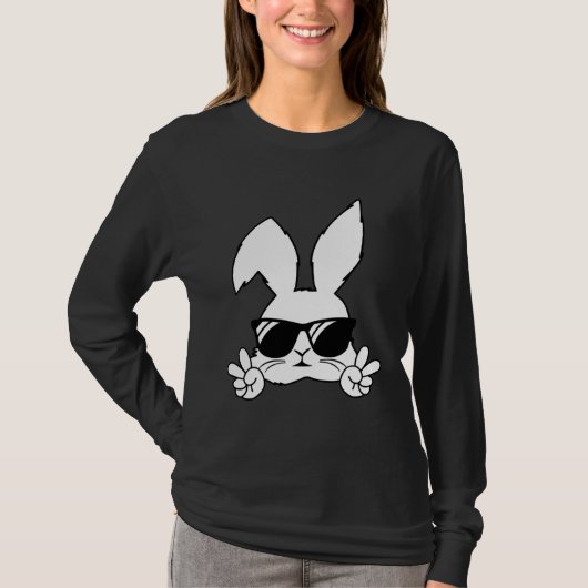 Happy Easter Bunny Sunglasses Rabbit Eggs Hunting T-shirt (Voorkant)
