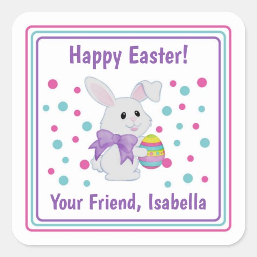 Happy Easter Bunny Treat Bag Labels (Voorkant)