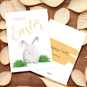 Happy Easter Bunny Waterverf Illustratie Feestdagenkaart