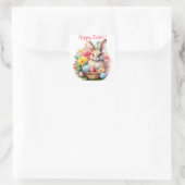 Happy Easter Bunny Waterverf schilderij Vierkante Sticker (Tas)