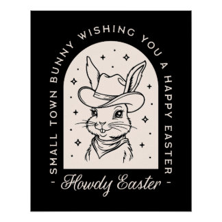 Happy Easter bunny western theme funny greetings Perfect Poster