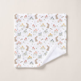 Happy Easter Bunny Wildflowers Schattigee Kinder b Washandje