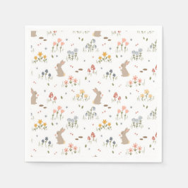 Happy Easter Bunny Wildflowers Schattigee Kinder p Servet